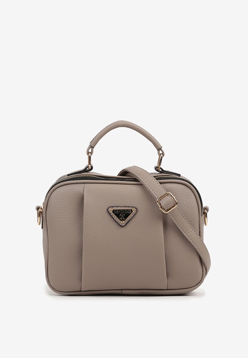 Szara Torebka w Stylu Listonoszki z Geometryczną Ozdobą Nanolira