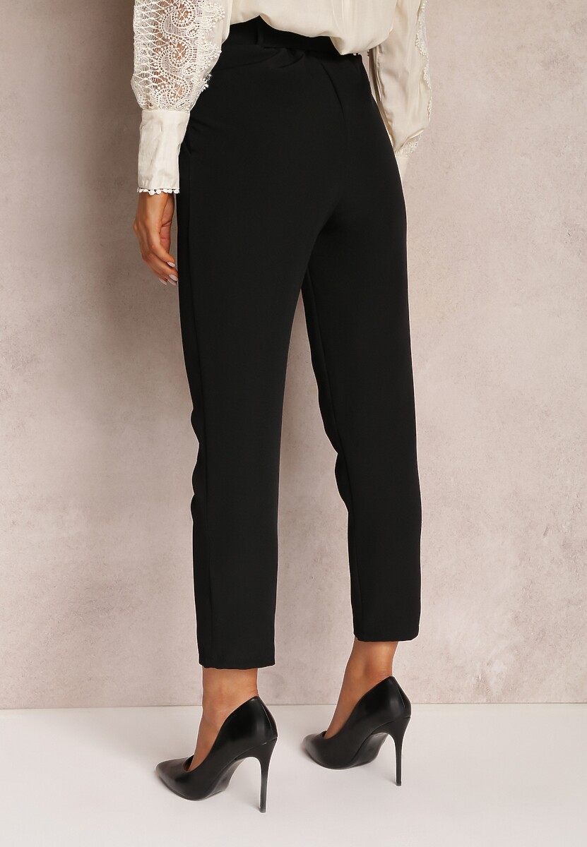 Czarne Spodnie z Paskiem Eudea