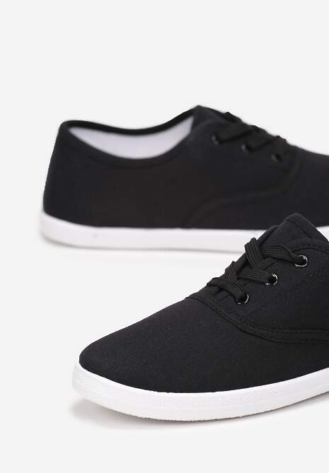 Czarne Sznurowane Tenisówki Przed Kostkę Jennessa