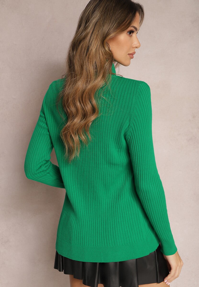 Zielony Klasyczny Golf z Prążkowanego Materiału Belikorre