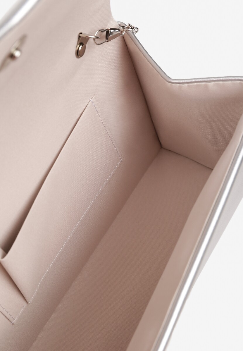 Srebrna Wieczorowa Torebka o Prostokątnym Kształcie z Rączką i Klapą Zarissae