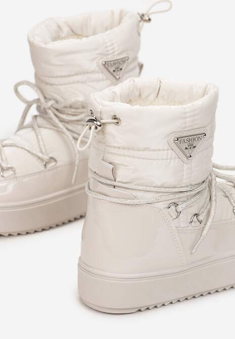 Beżowe Śniegowce z Elastycznym Sznurowaniem Reku