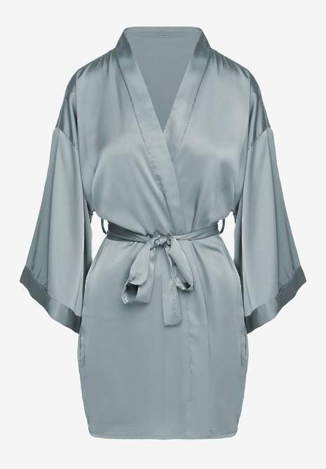 Zielony Szlafrok z Satyny Wykończony Paskiem Rivathena
