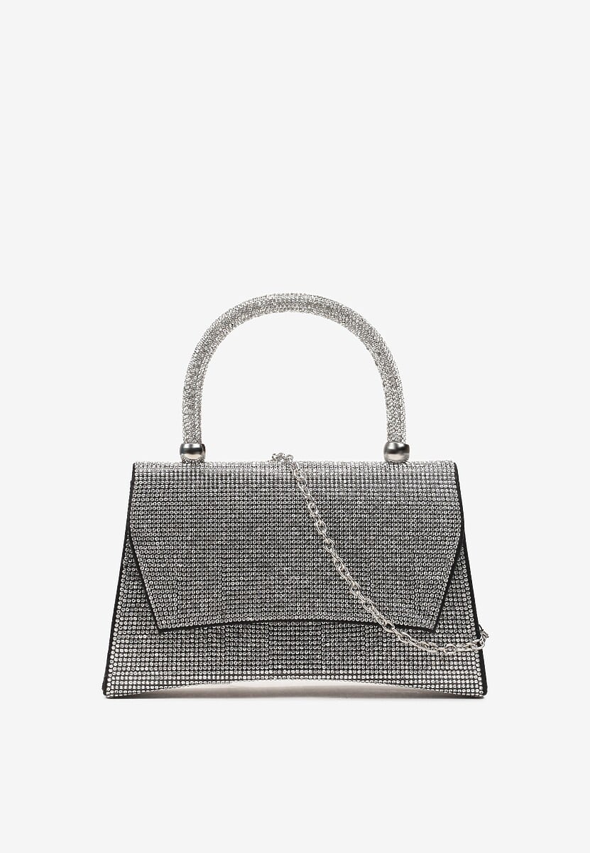 Srebrno-Złota Połyskująca Torebka w Cyrkonie z Rączką Klesja