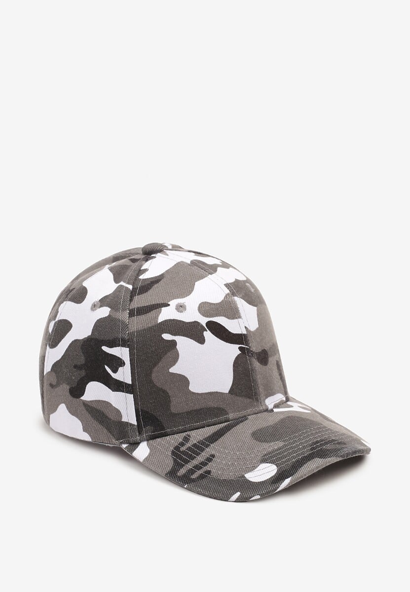 Ciemnoszara Czapka z Daszkiem we Wzór Moro Vorelle