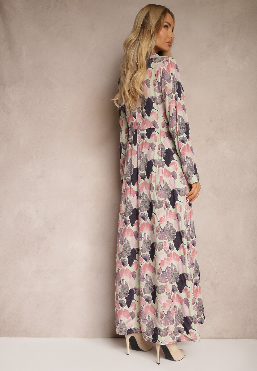 Różowo-Jasnozielona Sukienka Lasthenia