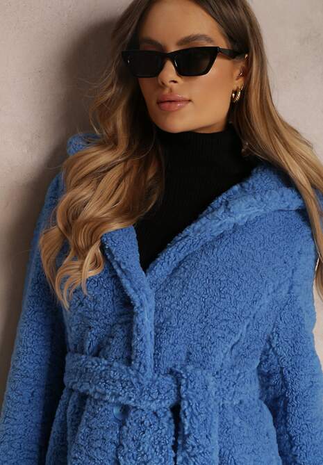 Niebieski Płaszcz Futrzany Klymiera