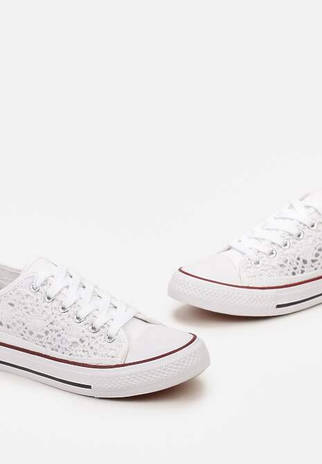 Białe Trampki z Krótką Ażurową Cholewką Paerina