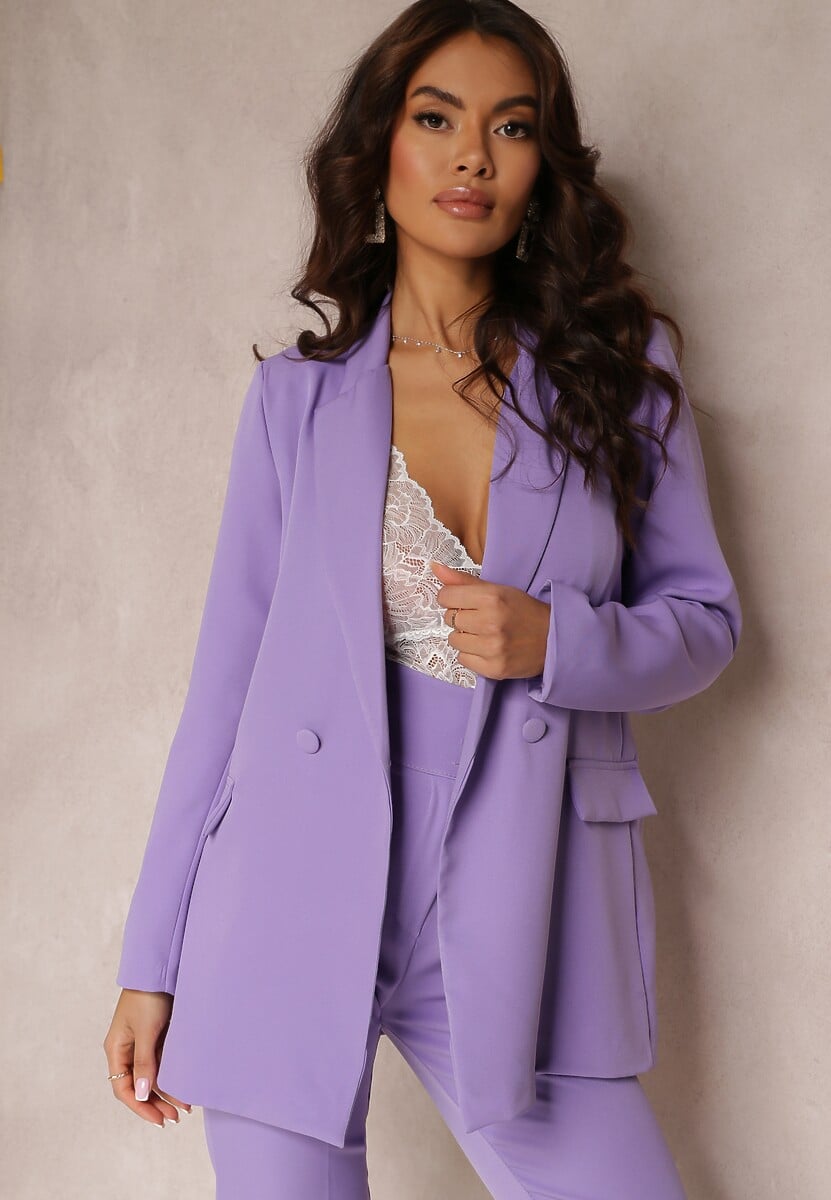 Jasnofioletowa Marynarka Dwurzędowa Tanou