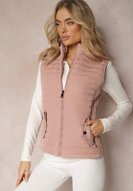 Różowa Kamizelka Bezrękawnik z Klasycznym Pikowaniem Catilla
