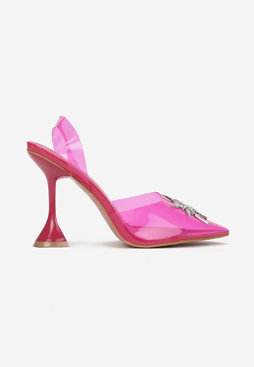 Fuksjowe Silikonowe Sandały na Klepsydrze z Cyrkoniami Meley