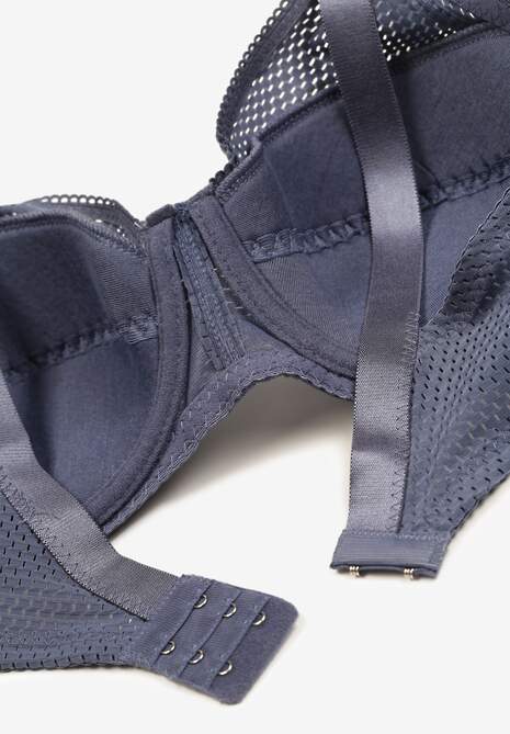 Granatowy Biustonosz Ozdobiony Perforacją o Kroju Full Cup Erreviana