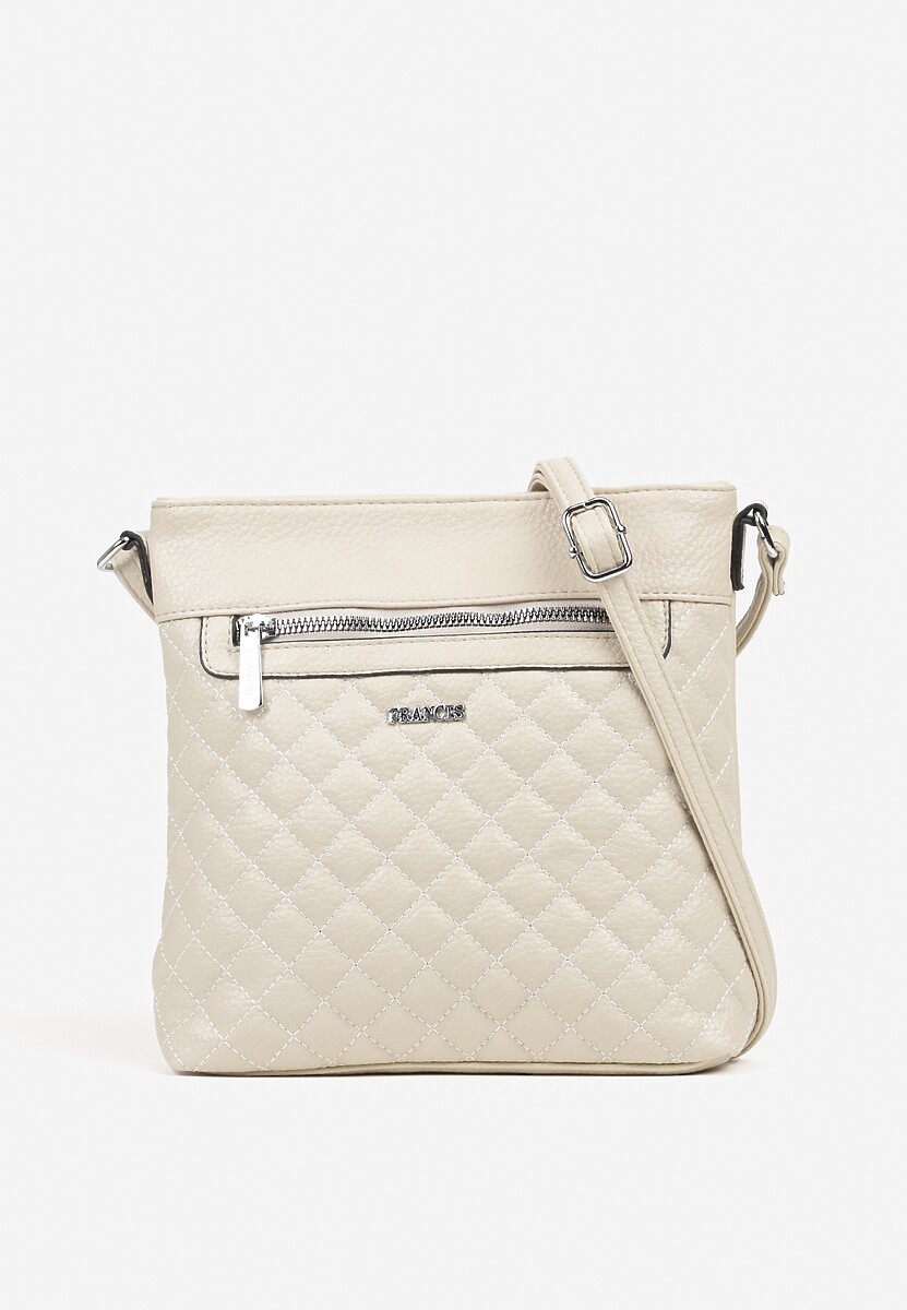 Ciemnobeżowa Torebka Typu Listonoszka Zdobiona Pikowanymi Przeszyciami Silivena