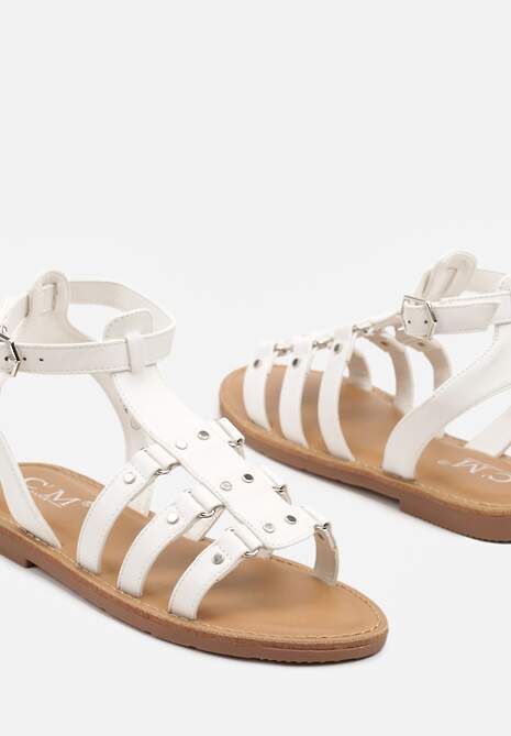 Białe Sandały Gladiatorki Zapinane na Klamerkę Desarisa