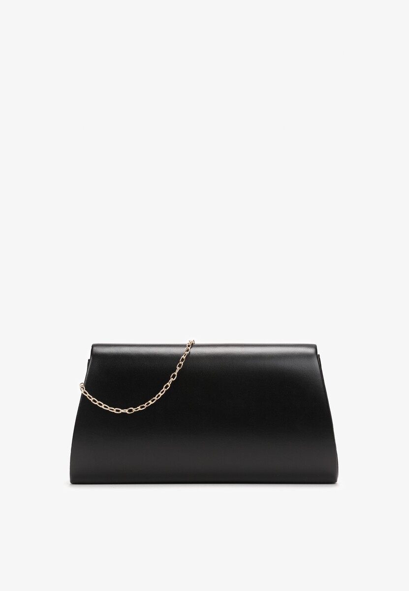 Czarna Torebka Kopertówka z Magnetyczną Klapą i Odpinanym Łańcuszkiem Ahora