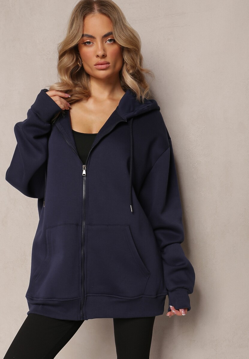 Czarna Zasuwana Bluza z Kapturem Narmione