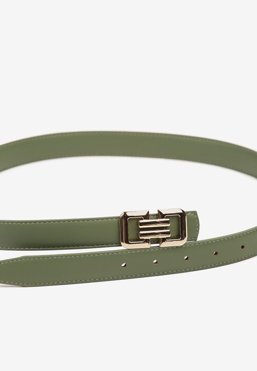 Zielony Pasek Ozdobiony Klamrą o Geometrycznym Kształcie Vefia