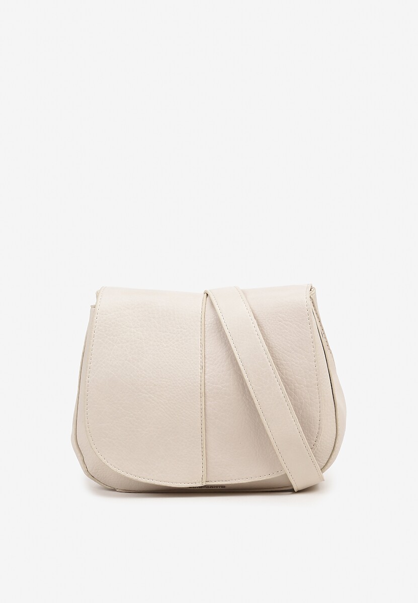 Ciemnobeżowa Torebka Typu Listonoszka Ozdobiona Klapą Galitina