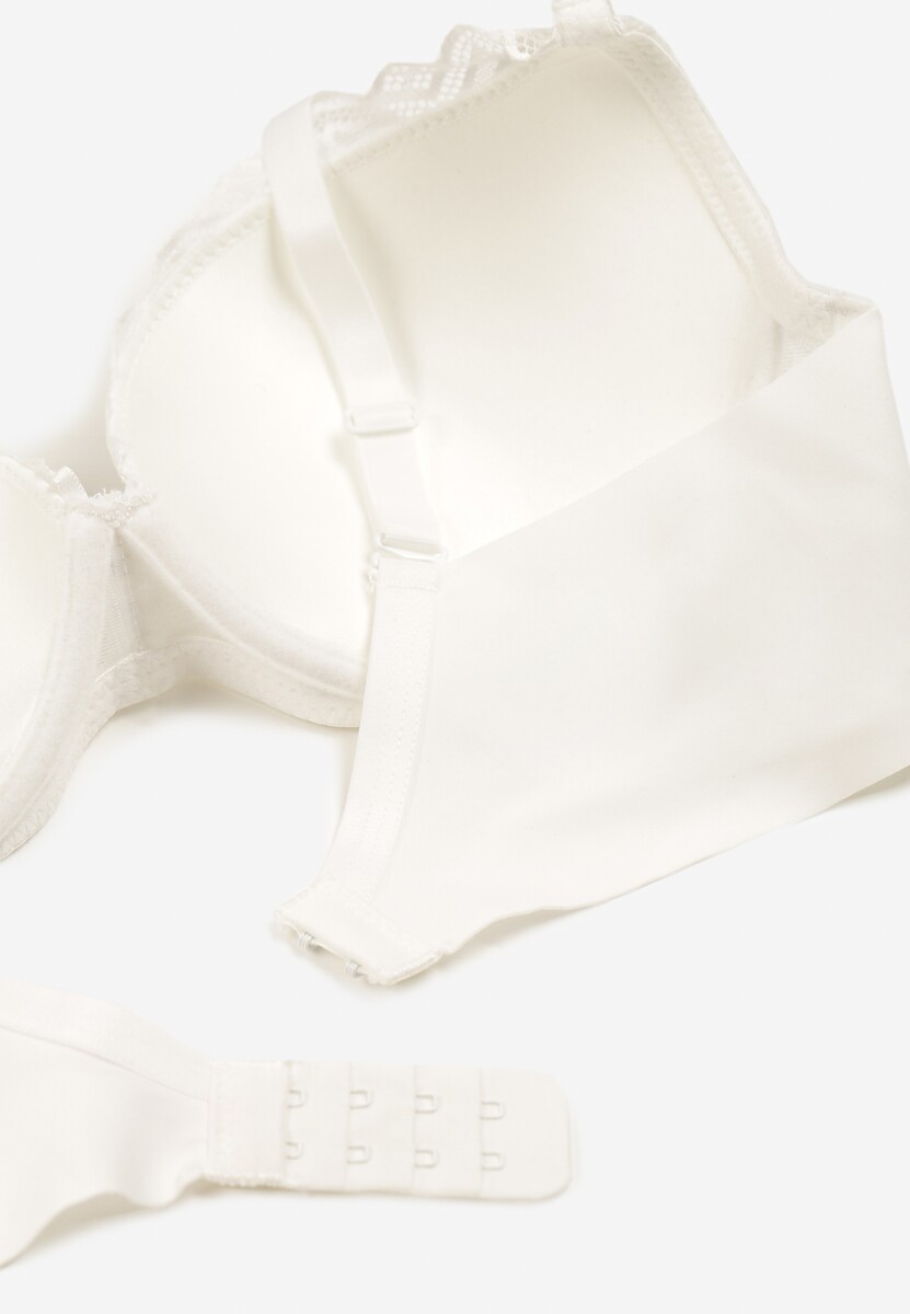 Jasnobeżowy Koronkowy Biustonosz z Efektem Push-Up Dimettra