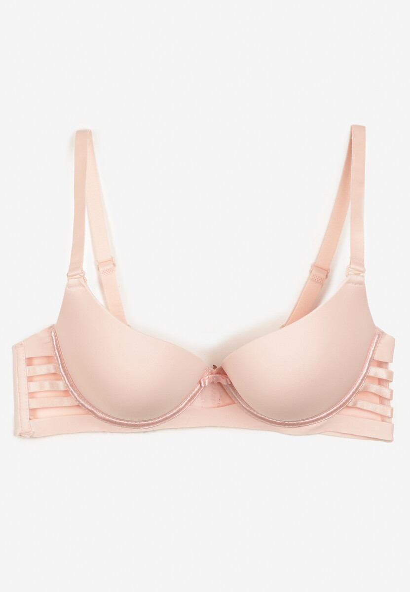 Jasnoróżowy Biustonosz Ozdobiony Wycięciami z Efektem Push-Up Violetsun