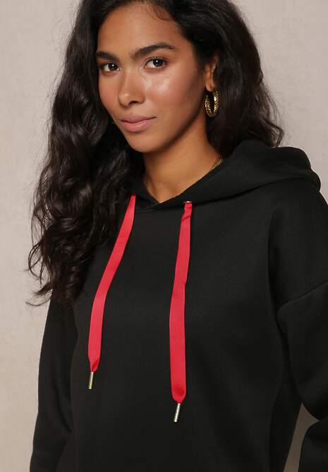 Czarna Wsuwana Bluza z Kapturem Masuze
