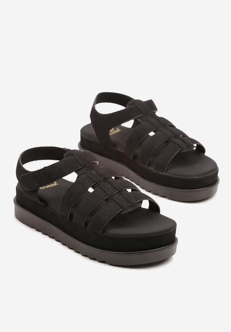 Czarne Sandały w Stylu Gladiatorek na Rzep Sorenevia