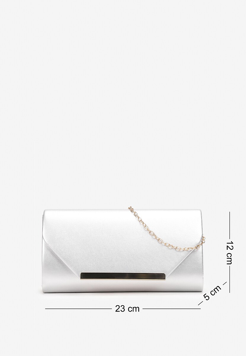 Srebrna Torebka Kopertówka z Klapą na Magnes z Imitacji Skóry Amiza