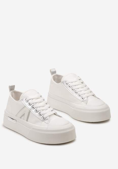 Białe Trampki na Grubej Podeszwie Sznurowane Peonema
