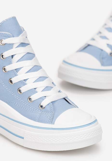 Niebieskie Trampki z Wysoką Cholewką na Platformie Layun