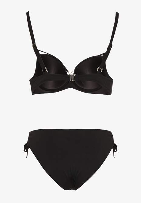 Czarne Bikini Majtki Figi z Regulacją i Biustonosz z Ozdobą Natrissa