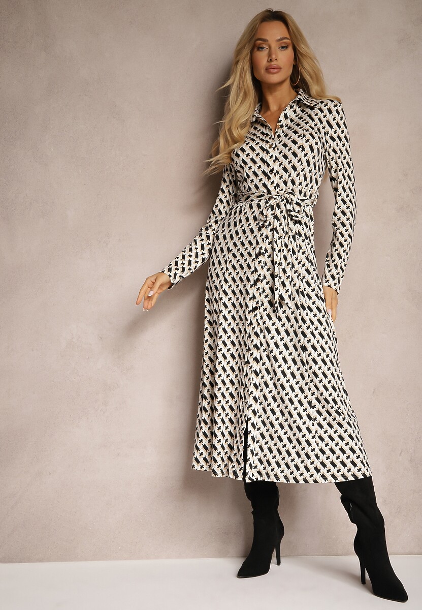 Beżowa Sukienka Thronthise