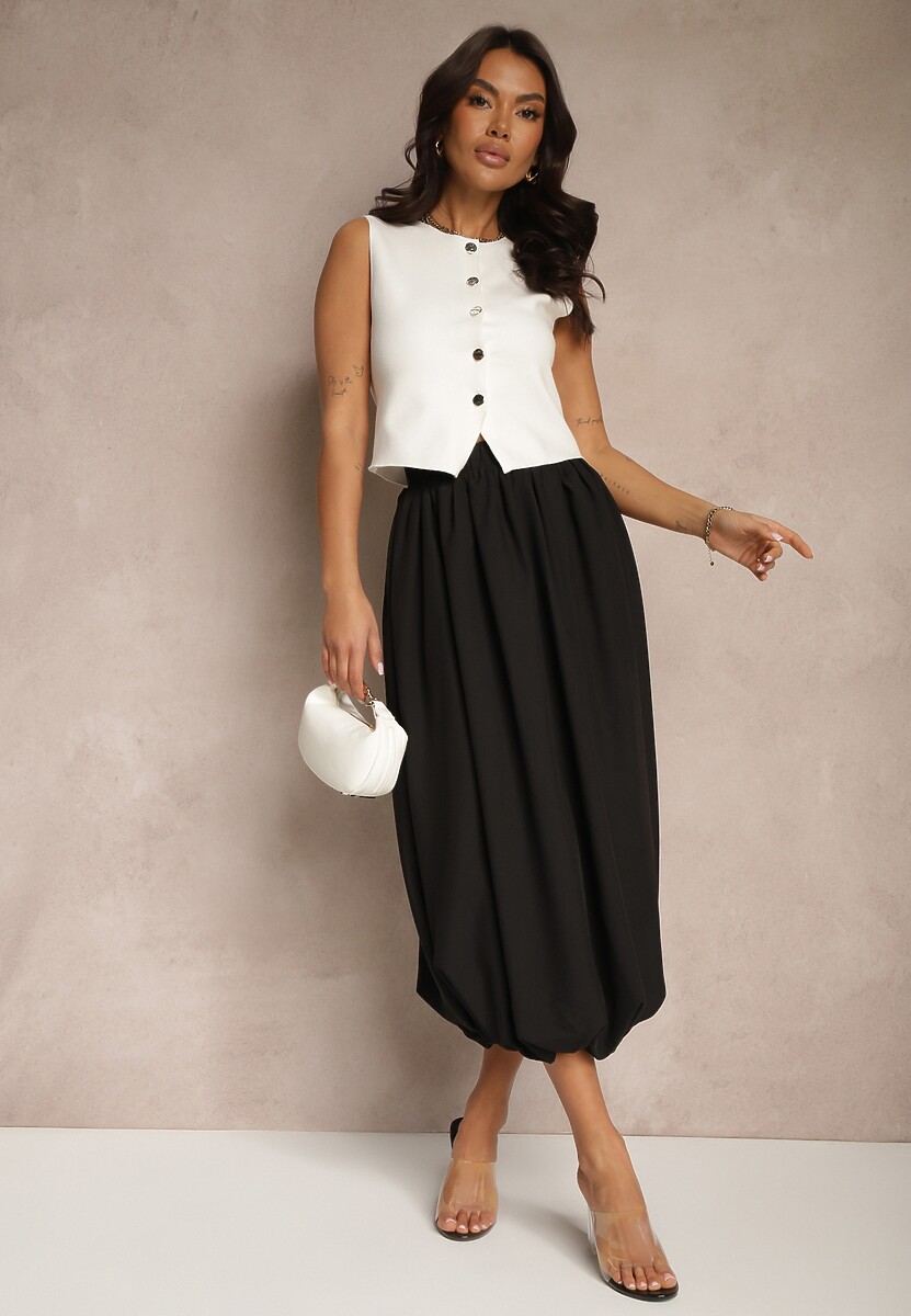 Czarna Spódnica z Wiskozą o Kroju Bombki Ennavin