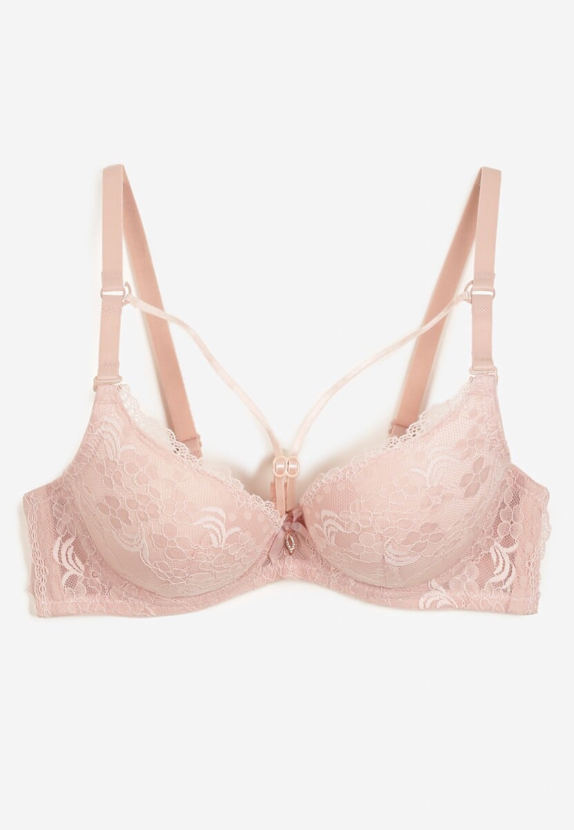 Ciemnoróżowy Biustonosz Full Cup z Koronką Tinallore