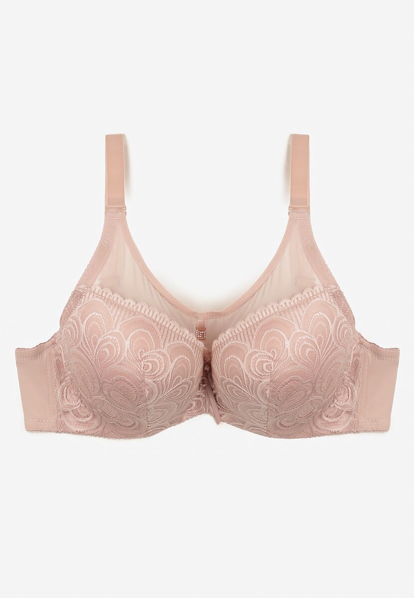 Ciemnoróżowy Biustonosz Full Cup z Regulowanymi Ramiączkami i Koronką Martinna