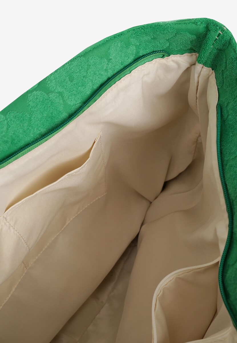 Ciemnozielona Duża Torebka z Tłoczonym Wzorem i Rączkami Zapinana na Zamek Błyskawiczny Ophubia