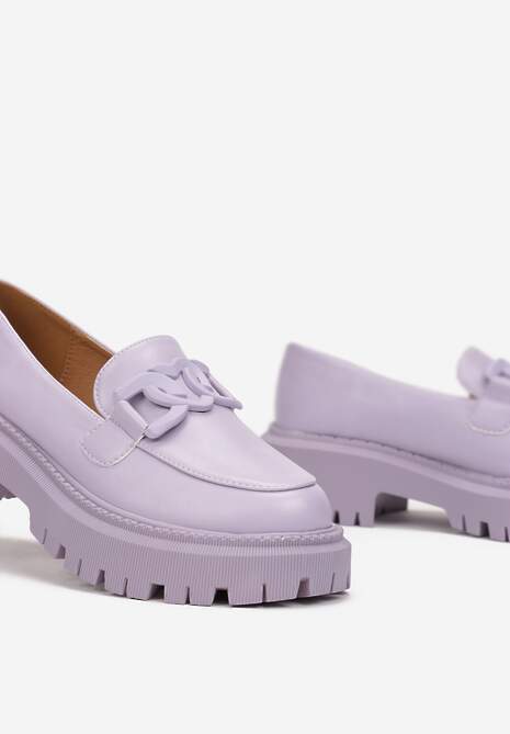 Fioletowe Mokasyny Zdobione Łańcuchem Tholes