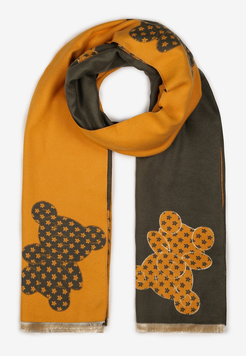 Zielono-Żółty Klasyczny Szalik z Nadrukiem Ofiza