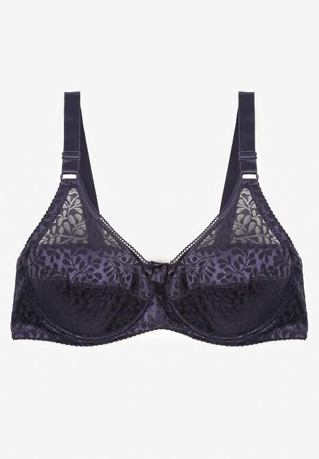 Granatowy Biustonosz Koronkowy z Usztywnieniem i Regulowanymi Ramiączkami Lurefia