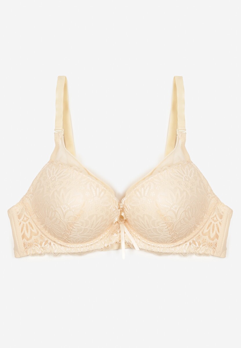 Beżowy Biustonosz z Kokardą i Koronką Sonavia