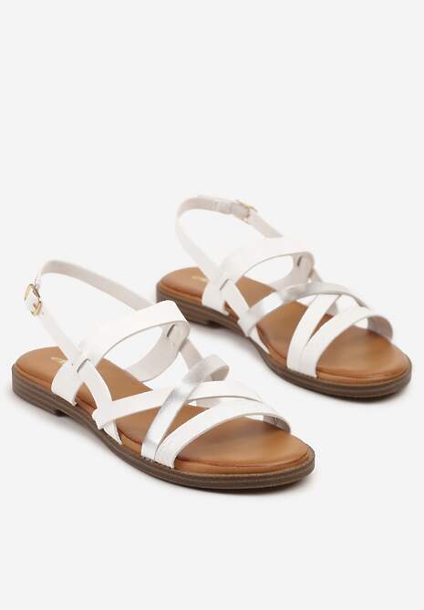 Białe Sandały z Ozdobnymi Paskami Davirena