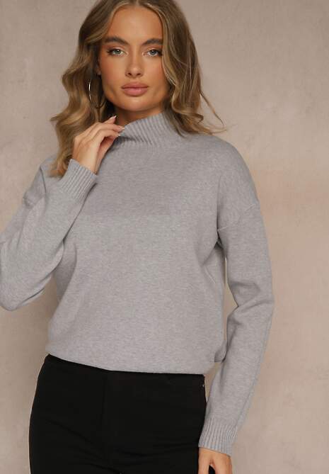 Szary Gładki Golf Casual Raliana