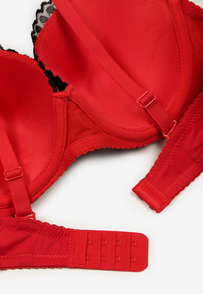 Czarno-Czerwony Koronkowy Biustonosz Full Cup Lanomira