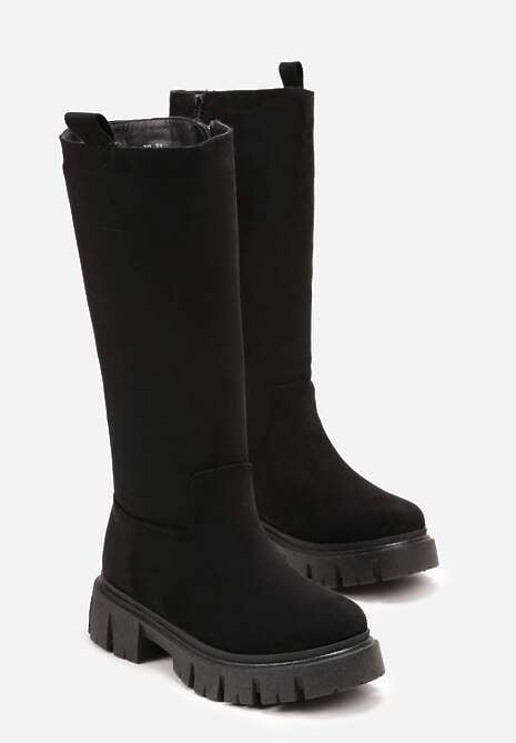 Czarne Kozaki przed Kolano na Grubej Podeszwie Zeffira