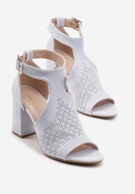 Niebieskie Sandały Botki ze Sprzączką na Słupku Ciarilora