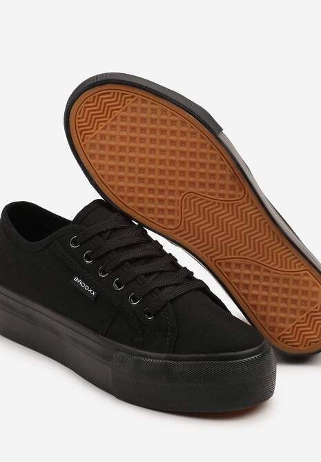 Czarne Basicowe Trampki na Platformie Mailiselle