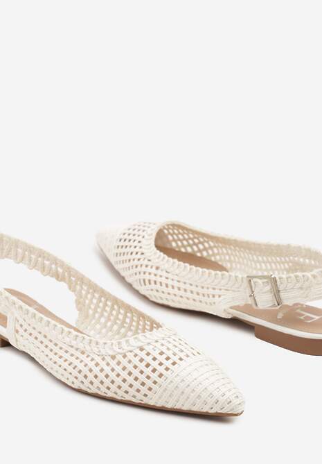 Białe Sandały Szydełkowe z Noskiem w Szpic i Odkrytą Piętą Tillissea