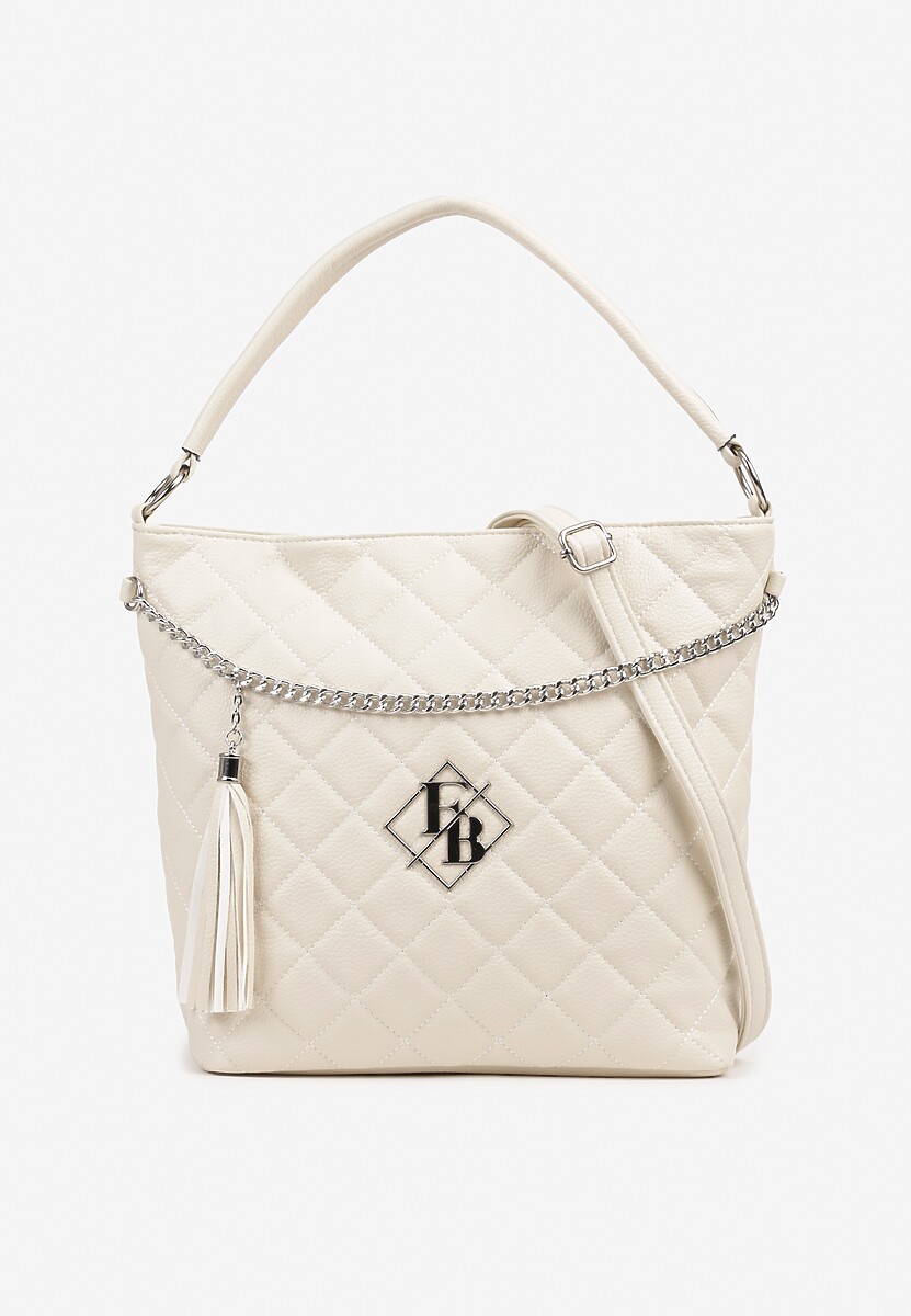 Czarna Torebka Shopperka z Pikowaniem i Paskiem Lanarista