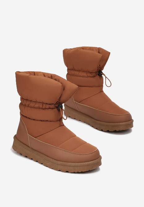 Jasnobrązowe Pikowane Śniegowce z Troczkiem Pehn