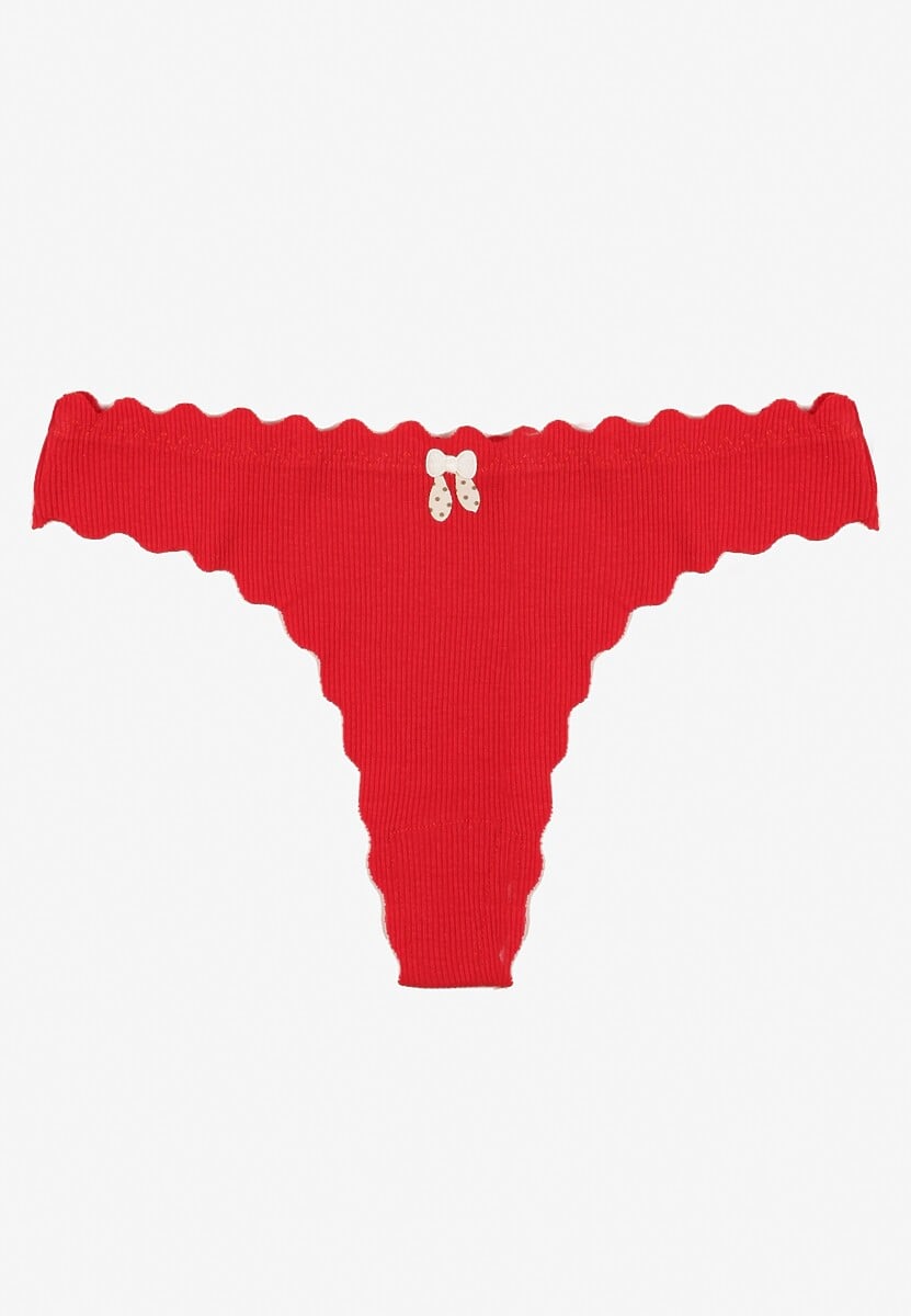 Czerwone Prążkowane Majtki Stringi z Bawełny Ilweda
