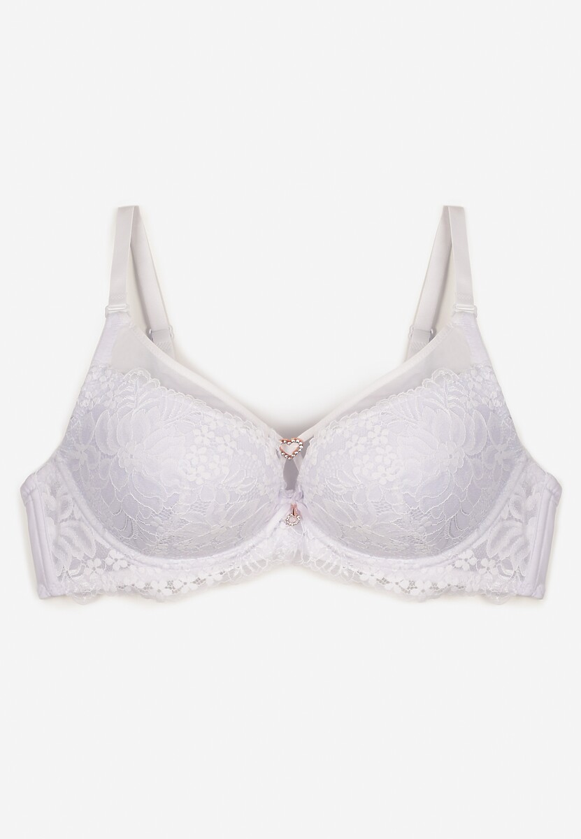 Biały Koronkowy Biustonosz z Przezroczystymi Wstawkami Temorina